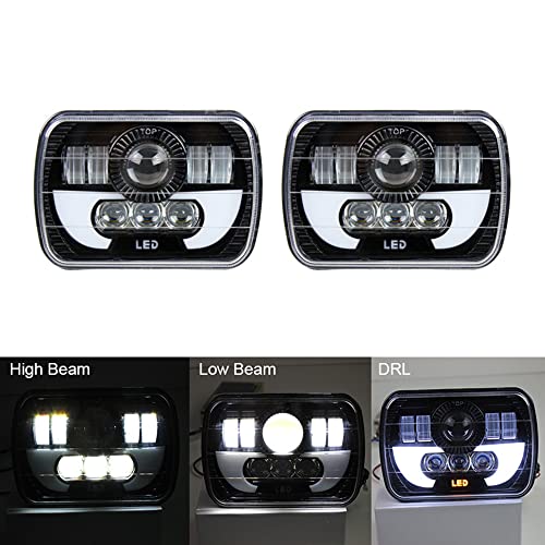 5X7 6X7 Polegada Led Head Light High Low Beam Anjo Olhos DRL Para Jeep Wrangler YJ Cherokee XJ H6054