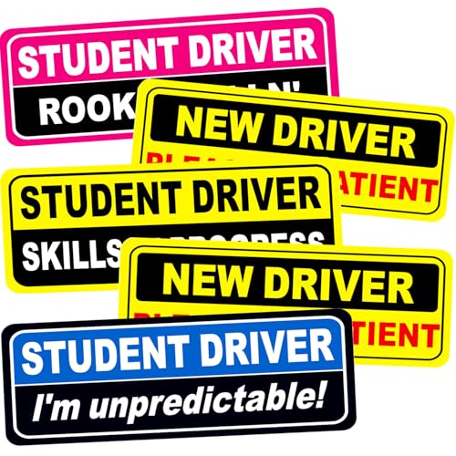 Student Driver Magnet for Car?Reflective Detachable Student Driver Sticker Magnet Novice Safety Signs for Cars 3 Magnetic Bumper Stickers with 2 Paste 9 x 3.5 Inch