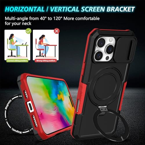 Funda magnética Samsung S25 Plus YOUULAR negra y roja con soporte integrado 6