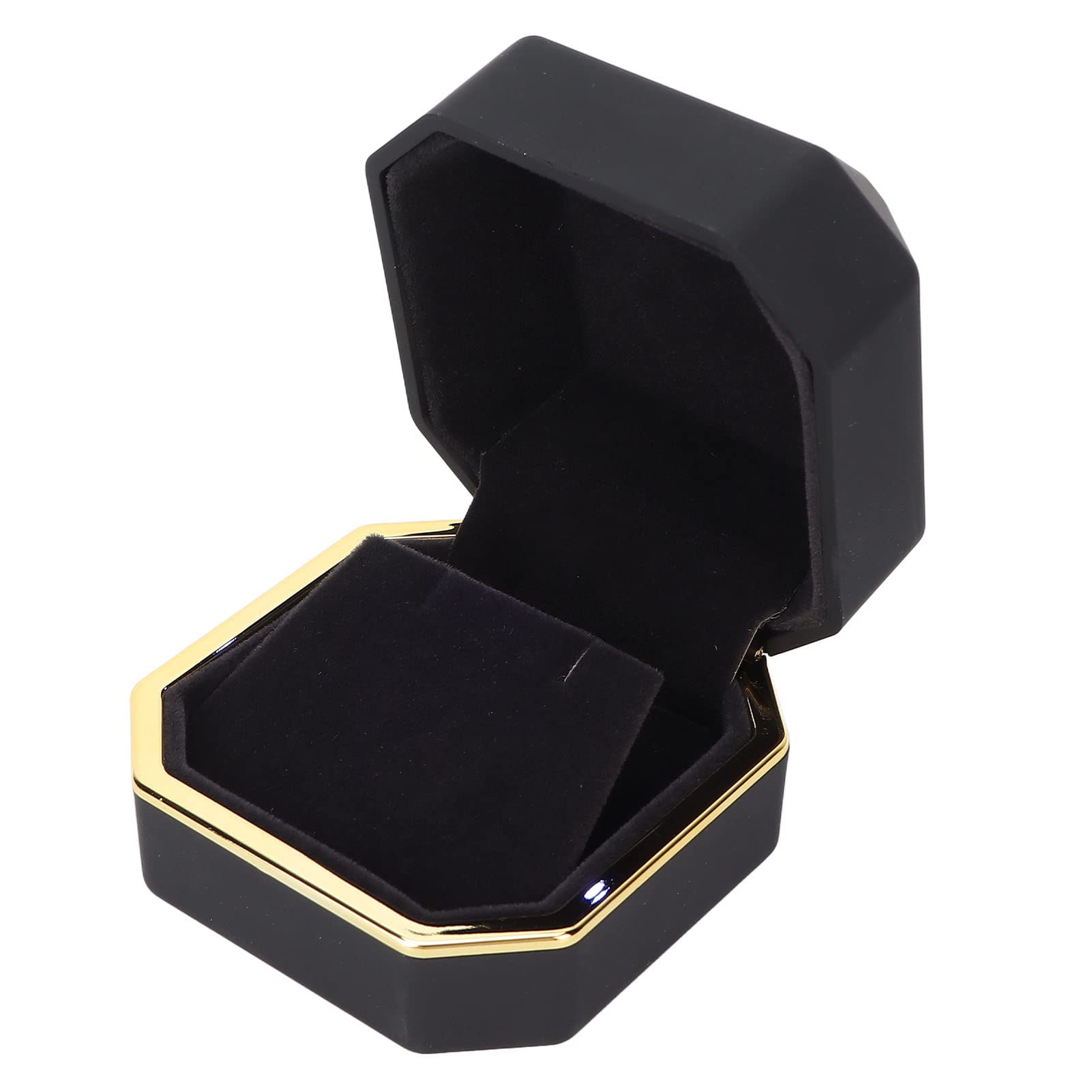Yechiry LED Earrings Box Square LED Lighted Jewelry Box with Soft Flocking Interior for Engagement Wedding Proposal Anniversary (Black)
