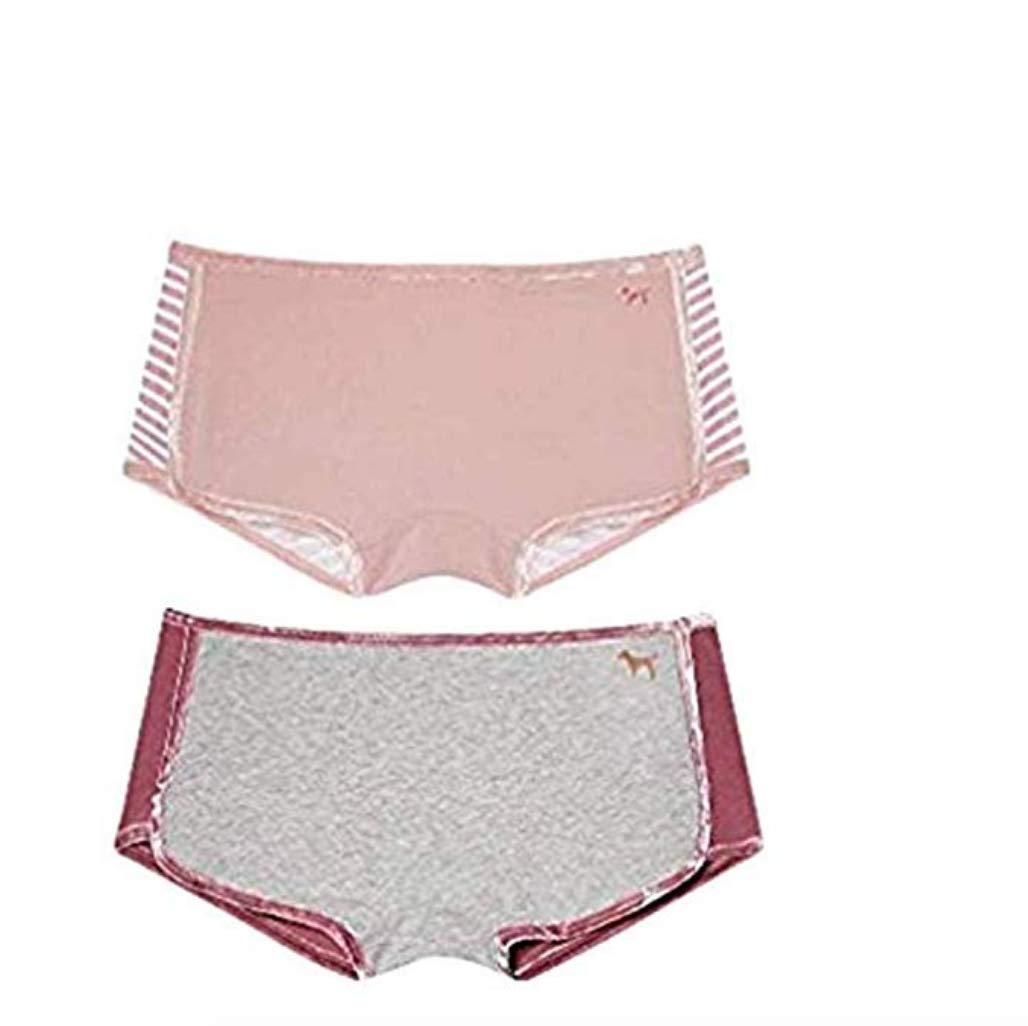 Victoria's Secret Pink Velvet Trim Shortie Panty, Bundle of 2 (Medium)