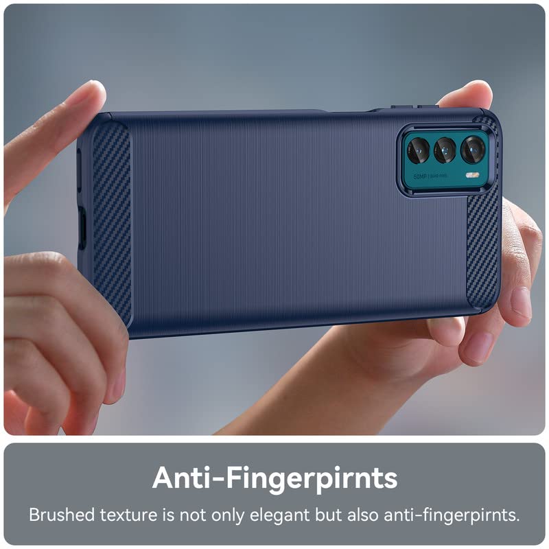 Image of Hybrid Carbon Fiber Back Case for Motorola Moto G42 (Blue)