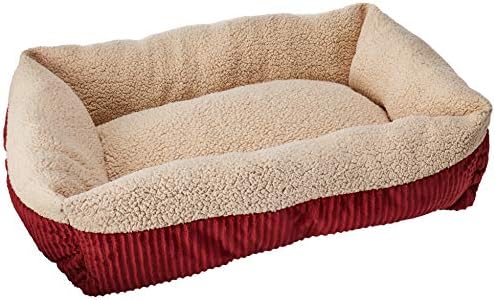 Petmate 80137 Aspen Pet Self Warming Rectangular Lounger, 30" x 24", Barn Red/Cream (598558)