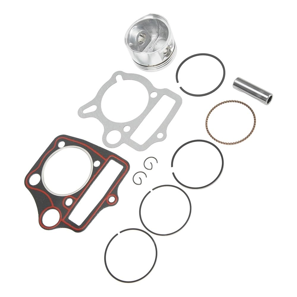 Zestaw pierścieni tłokowych do pił łańcuchowych, Pierścienie zabezpieczające tłoka Zestaw uszczelek 52,4 mm do kieszeni na gokart 110cc 125cc ATV motor terenowy Pit