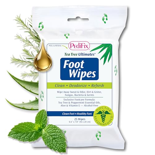 PediFix Tea Tree Ultimates Foot Wipes with Tea Tree Oil Peppermint & Aloe
