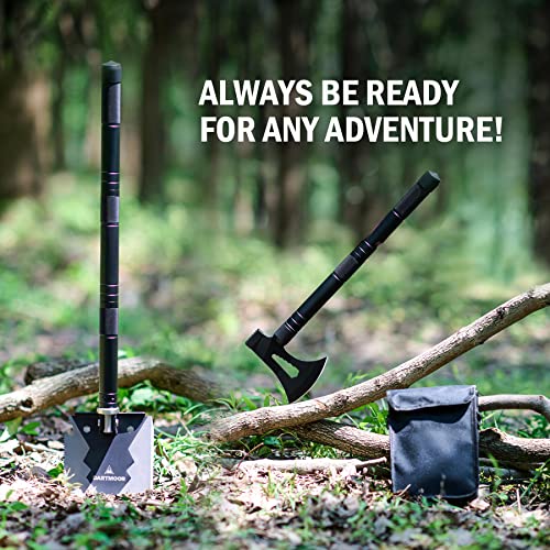 Folding Camping Hatchet With Shovel, Military Grade Wilderness Survival Gear Kit With Shovel Axe Saw Hammer Fire Starter Whistle, Compact Camp Splitter Chopping Axe For Hunting Hiking Backpacking #TOP1