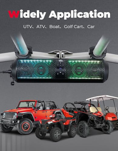 Image of KEMIMOTO UTV Sound Bar 18 Inch SXS Speaker RGB Wireless Control Bluetooth Compatible with 2X Tweeter and 2X Subwoofer Compatible with Polaris Can am Talon CForce, for 1.56 inch- 2.25 inch Roll Cage