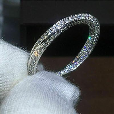 Sdouefos Simulated Diamond Stackable Ring Eternity Bands for Women Silver Twist Eternity Love Band Rings with Cubic Zirconia for Women (6)