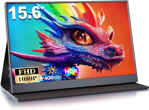 MOMODS Monitor Portatil, 15.6 Pulgadas Pantalla Portatil, IPS 1080P FHD Portable Monitor con Mini HDMI/USB-C, para Computadora Portátil, PS5, Xbox, Teléfono