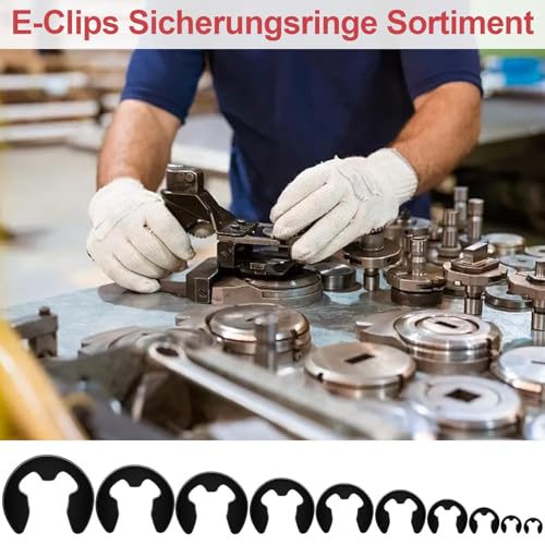 120 Stück E-Clips Sicherungsringe Set, Edelstahl Sicherungsring Sicherungsscheiben E-clip, 10 Größen M1.5/2/3/4/5/6/7/8/9/10 mit Kunststoffbox, für Wellenbefestigungsteile