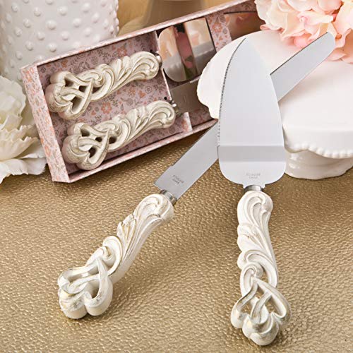 Fashioncraft 2468 Vintage Double Heart Design Knife And Cake Server Set – Wedding Cake Knife And Server Set, Wedding Favor thumb #5