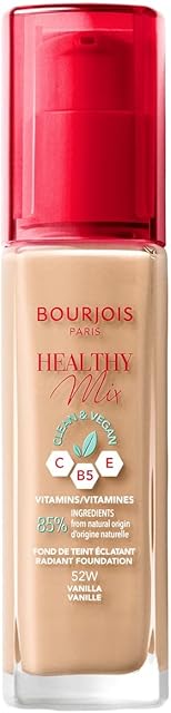 Bourjois Healthy Mix Clean Foundation wegański podkład do twarzy w płynie z witaminami, rozświetlający i nawilżający fluid nr 52 Vanilla, 30 ml