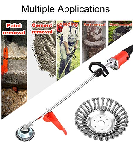 GS Alderaul Upgraded 8 in Steel Wire Brush Cutter Trimmer Head kit, 8 Pcs Weed Eater Wire Brush kit, with Weed Eater Blade Adapter Kit, for String Trimmers, Weed Eater Head, Lawn Mower, Rust Removal.