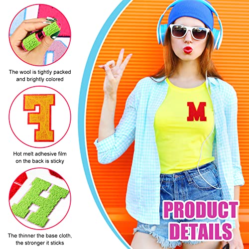 26 Piece Chenille Letter Iron On Patches Sew On Chenille Varsity A-Z Patches Alphabet Patches Letter Patches For Diy Supplies (Vivid Style, 4.3 Inch) #TOP1