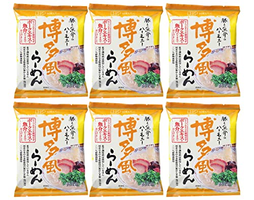 無添加 博多風らーめん 106g×6袋★宅配便★麺は国産小麦の小麦粉使用、かん水を使用せずコシとツルツルの食感を出しました。揚げ油は100%植物油使用。牛・鶏を使わず、豚と魚介の旨みのとんこつスープ。