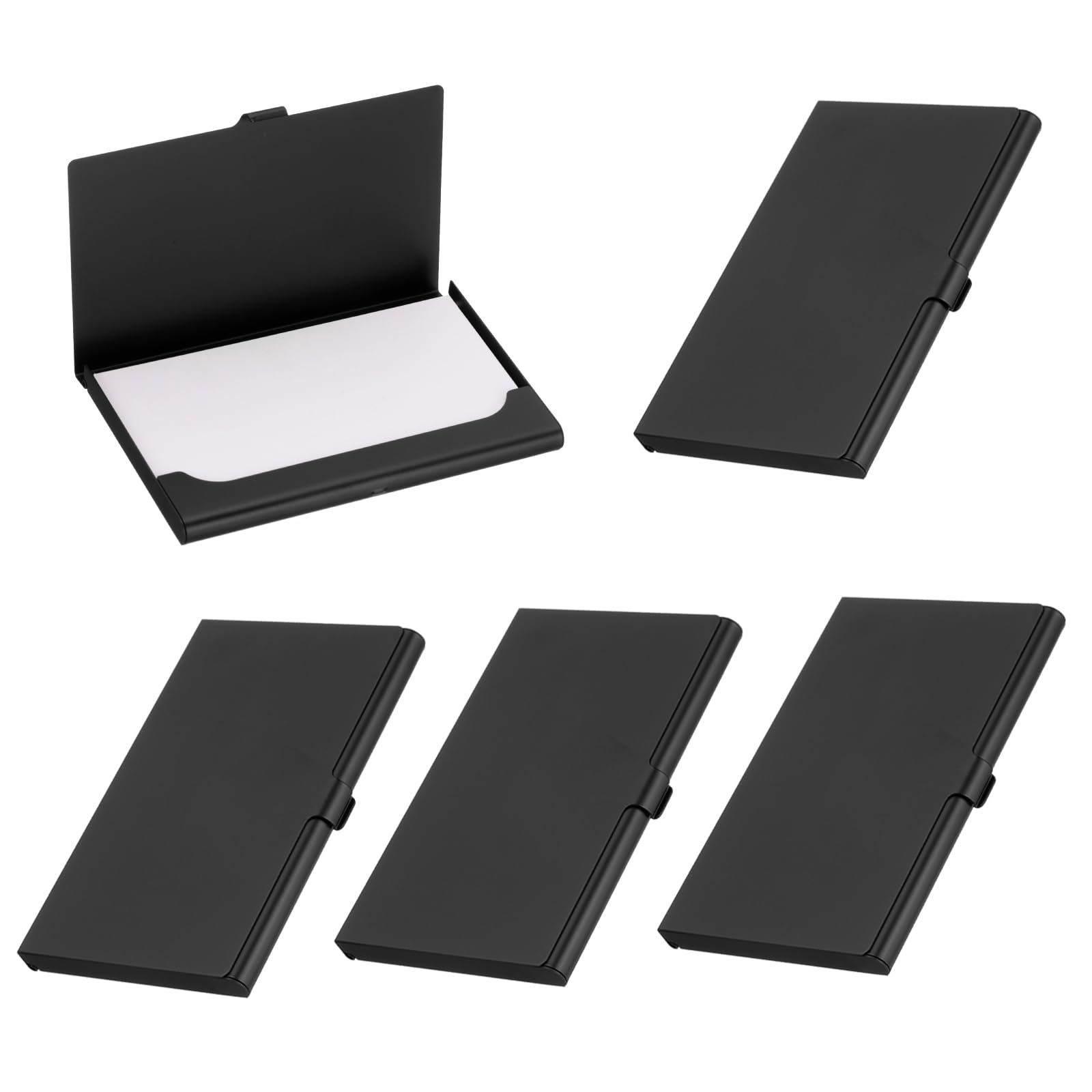 PATIKIL Business Card Holder, 5Pcs Aluminum Metal Card Case Professional Pocket Card Holder for Name Card Credit Card, Black