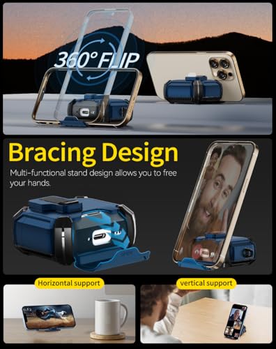 Image of Pohgelan Compatible with AirPods 4 Case (Blue) | Magnetic Automatic Lock with Phone Stand & Cleaning Kit,Compatible with Magsafe