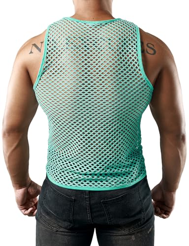 Image of JOGAL Men's Mesh Fishnet Fitted Sleeveless Muscle Top
