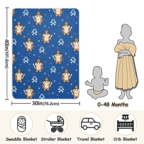 Image of Swaddle Blanket for Blue Cute Monkey Baby Receiving Blanket Muslin Baby Swaddles Soft Cotton Breathable Nursery Blankets for Unisex Boys and Girls 30x40 Inch