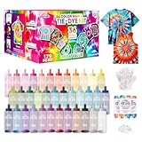 Tulip One-Step Tie-Dye Color Mania 36 Vibrant Colors, All-in-One Tie Dye Kit for Large Groups, Permanent Fabric Dye Pre-Filled Bottles, Gloves, Instructions