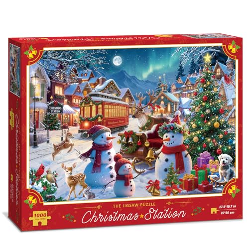 1000 Piece Christmas Puzzle for Adults Jigsaw Puzzle Medium Difficulty Fun Jigsaw Puzzle Gifts for Kids Age 8-10 and Up Christmas Puzzles 1000 Pieces(27.56 x 19.68 Inch)