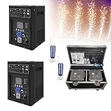 QJJML 600 W Cold Spark Machine mit Flight Case, Pyrotechnik-Maschinen, DMX-512 / Fernbedienung/LCD, Bühnen-Spezialeffektmaschine für große Shows, Partys, Hochzeitszeremonien, 2St