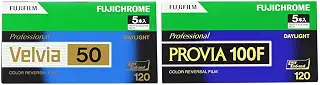 【セット買い】富士フイルム(FUJIFILM) リバーサルフィルム フジクローム Velvia 50 ブローニー 12枚 5本 120 VELVIA50 EP NP 12EX 5 + 富士フイルム(FUJIFILM) リバーサルフィルム フジクローム PROVIA 100F ブローニー 12枚 5本 120 PROVIA100F EP NP12EX5