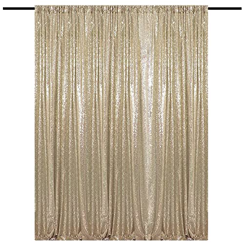 TCBESTO Champagne Gold Sequin Backdrop Curtain 10FTx10FT 1 Panel, Stage