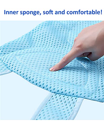 Image of Breathable Mesh Newborn Baby Bath Mat Floating Foam Baby Tub Pillow Adjustable Non-Slip Bath Seat Pad Bath Cushion for Bathtub for 0-18 Months (Style 2-Blue(mesh)) (Blue)