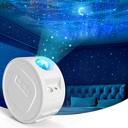 INPHER Proyector LED de Estrellas,Proyector Luna Estrella y Onda de Agua Lámpara de Proyector de Luz Nocturna,Lámpara Decoración para Fiestas Adecuado para Niños