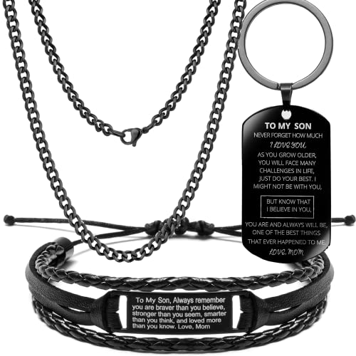 creatique Inspirational Bracelets Engraved, Personalized Gifts to My Son, to My Daughter Husband Wife Bracelet, Son Bracelet from Mom and Dad, Son Gift for Graduation, birthday