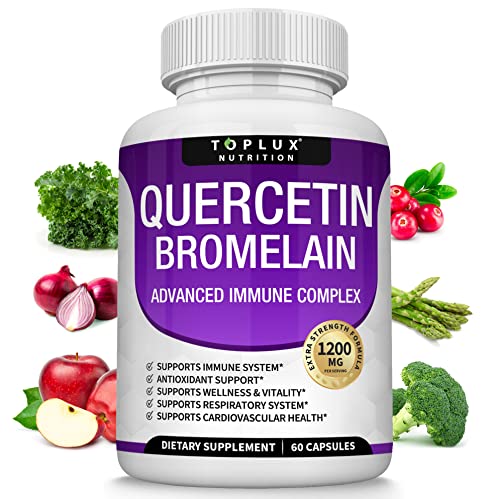 Toplux Quercetin With Bromelain 1200 Mg - Advanced Immune Support Supplement, Supports Antioxidant, Immune System, For Men Women, 60 Capsules #TOP10