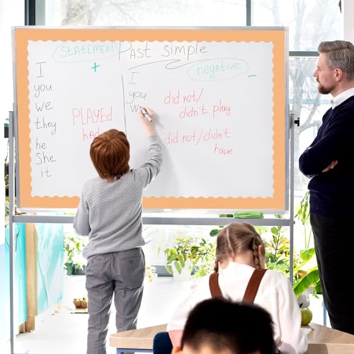 Image of Whaline 65.6 Ft Orange Scalloped Bulletin Board Borders Back to School 4 Rolls Gradient Orange Die-Cut Board Trim for Little Cutie Classroom Office Chalkboard