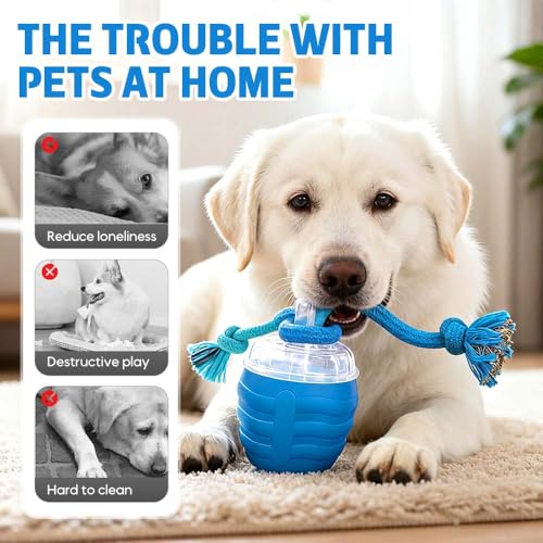 Interactive Dog Toys, 2026 Upgraded Motion Activated Squeaky Cat Balls, 360° Smart Automatic Rolling Moving for Bored Pet Cats Dogs, Interactive Dog Balls (Blue)