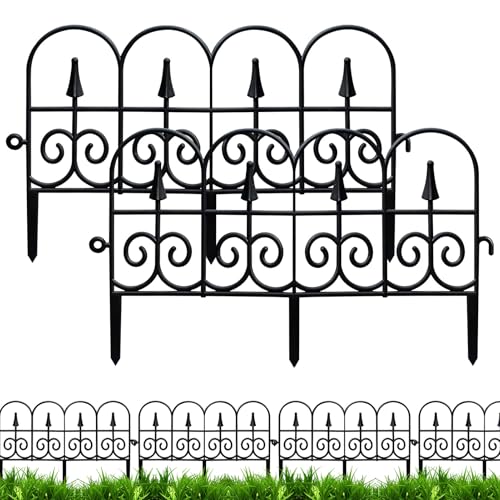 Recinzione da giardino in plastica, 4 pezzi, bordatura in plastica, per aiuole, per giardino, giardino, altezza 30 cm (nero, 2 pezzi)