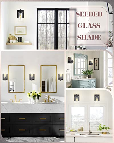Image of 2-Pack Modern Bath Vanity Light Fixture 1-Light, Indoor Bathroom Wall Sconces for Living Room, Porch, Bedside, Brushed Nickel Finish with White Frosted Glass Shades Wall Mounted Lights