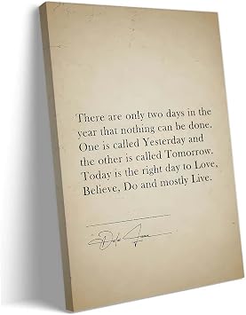 Pejinlu Dalai Lama Quotes Wall Art, Yesterday and Tomorrow, Motivational Philosophical Poster, Inspirational Decor for Home or Office Framed,8.00x12.00