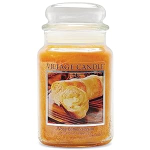 Village Candle Warm Buttered Bread Large Glass Apothecary Jar Scented Candle, 21.25 oz, Brown Village Candle Warm Buttered Bread Large Glass Apothecary Jar Scented Candle 2125 oz Brown