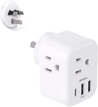 Australia New Zealand Power Plug Adapter, Australia Travel Adapter with 3 American Outlets 3 USB Charging Ports 1 USB C, Type I Plug Adapter for US to Australia, Argentina, China