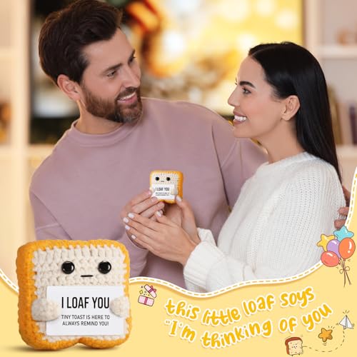 Gifts for Boyfriend Girlfriend Her Him Loved One Crochet Toast “I Loaf You” Gifts for Couples, Funny Wedding Anniversary Birthday Gift for Women Men Wife Husband - Christmas Stocking Stuffer - Image 3