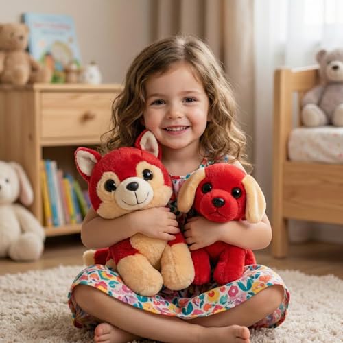 Image of Tabitha Stuffed Toys-Ultra Soft Plush Toy for Kids | Birthday Gifts for Kids and Girls | (Combo of 2 Toys 25 Cm Red Cat & 25 Cm Red Dog)