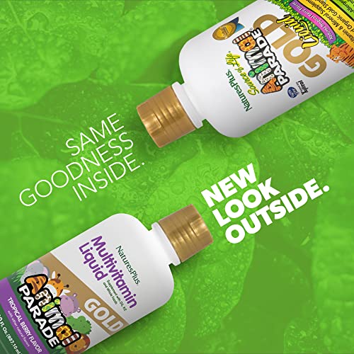 Naturesplus Animal Parade Gold Children's Liquid Multivitamin, Natural Tropical Berry - 30 Oz, Pack Of 2 - Immune Support Supplement - Vegetarian, Gluten Free - 120 Total Servings #TOP1