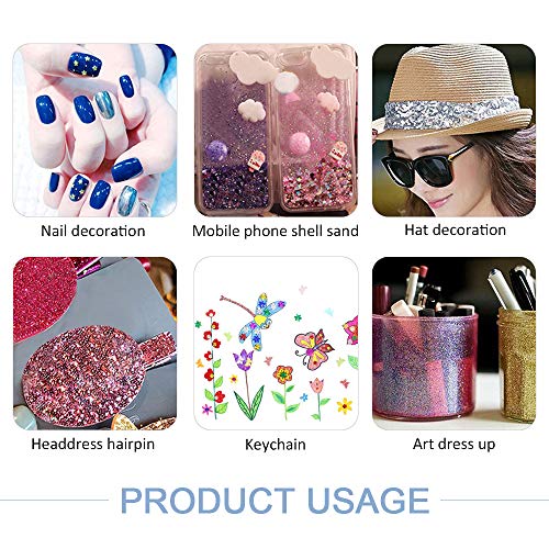 LINVINC Sequin glitterpoeder voor kunst- en handwerk, glitter, make-up voor gezicht, nagels en lichaam, willekeurige kleur - Image 6