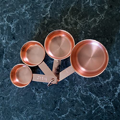 Ml's Home 4 Piece Rose Gold Copper Plated Stainless Steel Measuring Cups Set: Kitchen Baking And Cooking With Liquids, Dry Goods, Or Decorative Piece #TOP4
