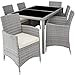 TecTake 800325 Salon de Jardin 6+1 en Poly Rotin avec Table + 6 Chaises, Vis en Acier Inoxydable - diverses Couleurs au Choix - (Gris Clair | no. 403704)