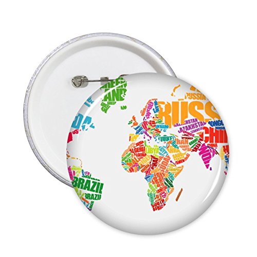 Carte du monde pays city illustration motif rond badge à épingle 5pcs