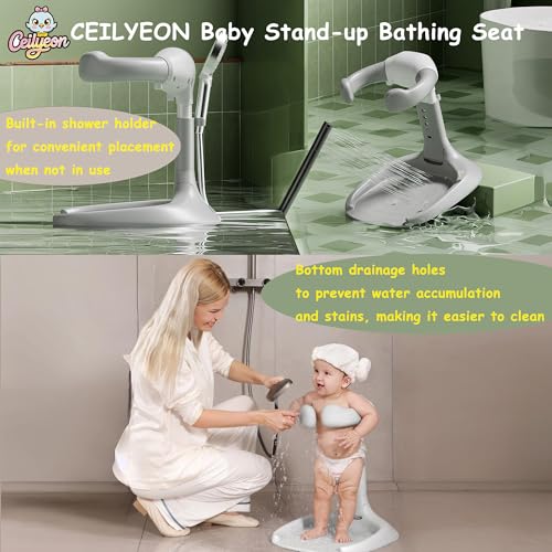 Image of Baby Bath Stand with Adjustable 5 Levels - Foldable Infant Bath Seat for 6+ Months, Non-Slip & Easy-Clean Design, Travel-Friendly Cream Bath Support (No Assembly, Space-Saving)