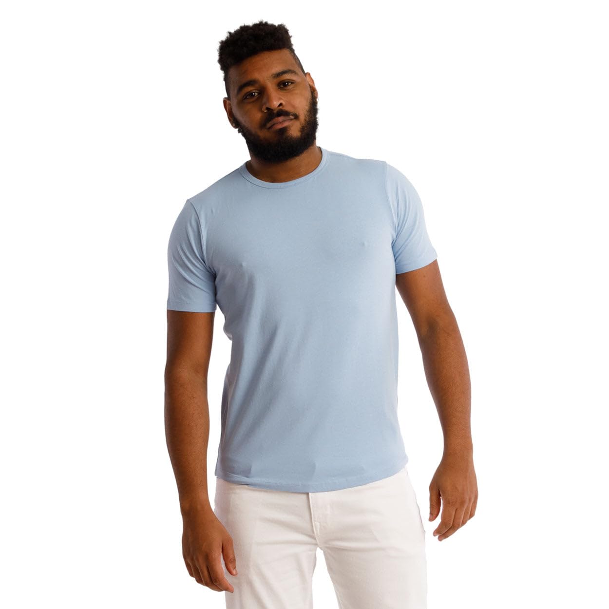 The Perfect Jean TPJ Mens Organic Crew Neck T-Shirt (Light Blue, 4XL)