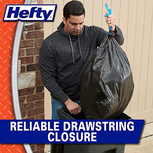 Image of Hefty Ultra Strong 30-Gallon Trash Bags, Black with Drawstring, White Pine Breeze Scent, 25 Count (Pack of 2)