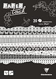 punch scrapbook Contiene 20 hojas Clairefontaine 95207C Bloc de 20 Feuilles à Motifs en Papier Cartonné 200g + Stickers Alphabet + Étiquettes à découper - Format A4 (21x29,7cm) – Papier Scrapbooking Loisirs Créatifs - Noir et Blanc